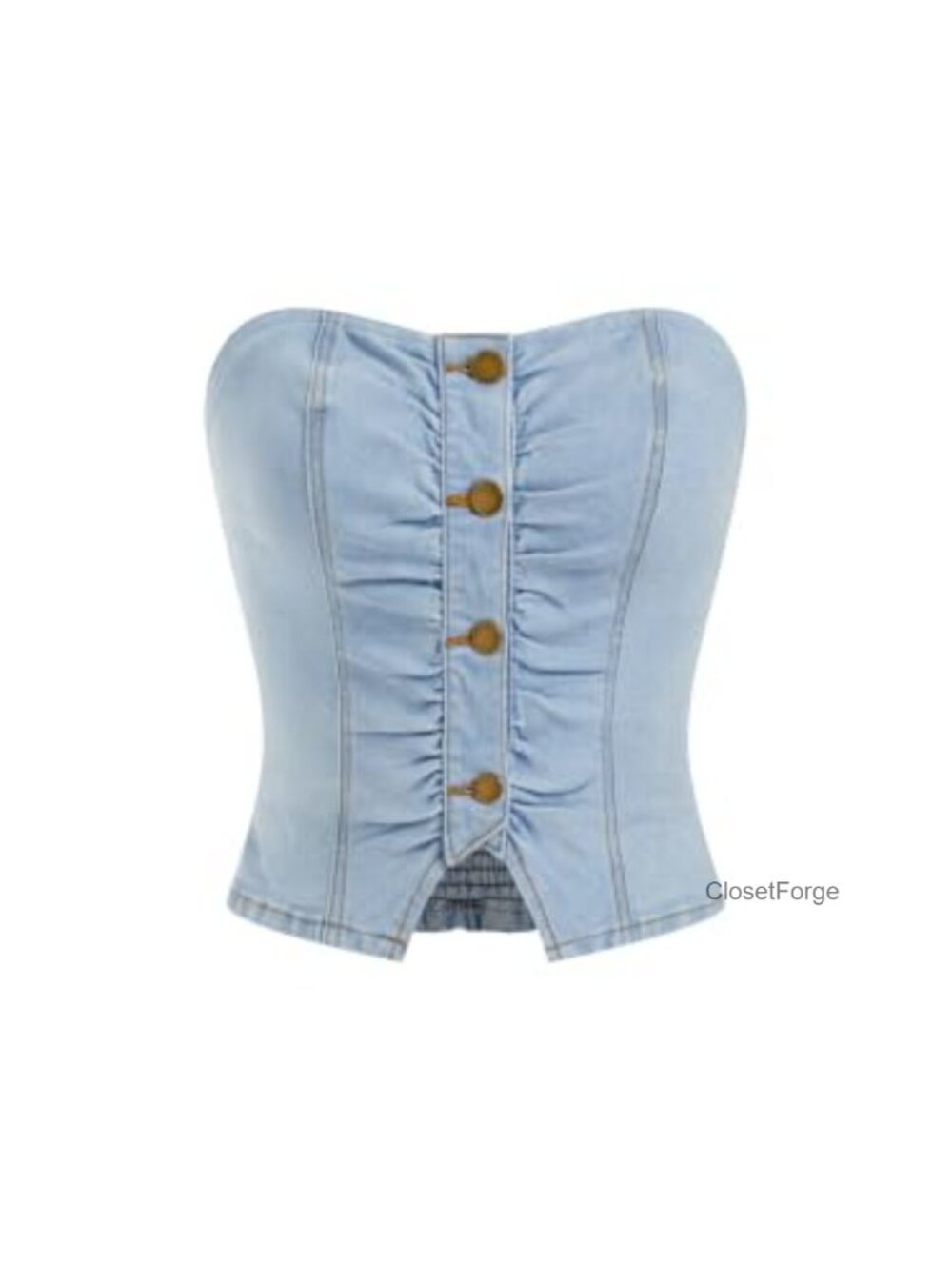 Denim Tube Top Women Button Down Crop Jean Top Trendy Summer Cowgirl Y2K